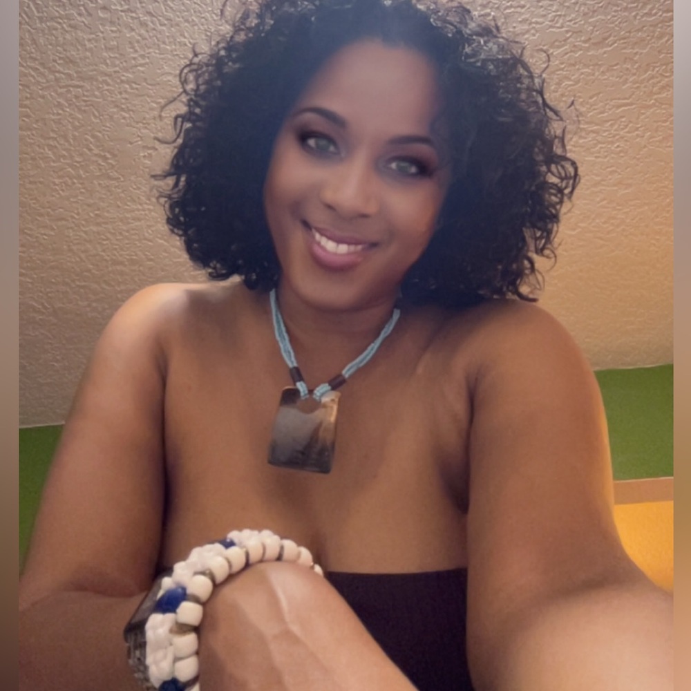 Blue Beaded Necklace with Brown pendant, chic boho vibe accomplished!